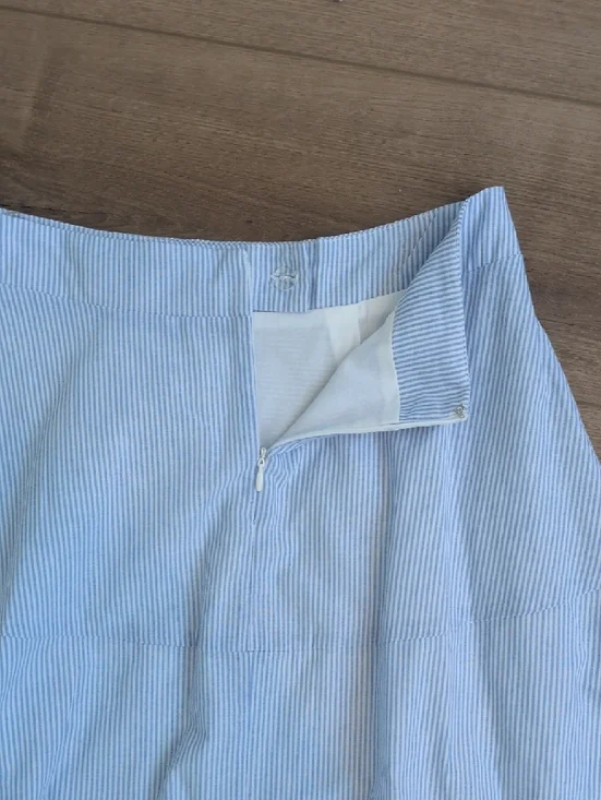 Light Blue Striped Maxi Skirt & Top- Classic A-Line Summer Style - Picture 4 of 8